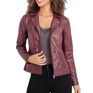 NWOT Maurices XXL Faux Leather Berry Moto Jacket Casual Trendy